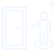 White line icon representing a garage door that is stuck.