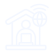 White line icon representing a garage door remote that only works up close.