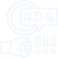 White line icon representing a garage door opener displaying an error code.