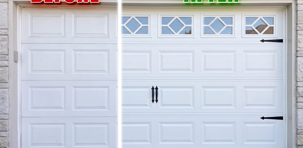 Garage door before and after repair
