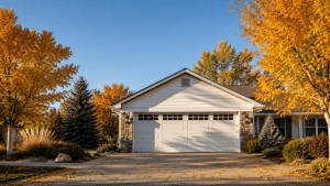 Autumn afternoon in a suburban neighborhood