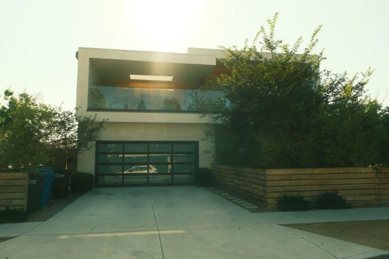 Modern house with a garage and balcony