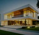 Modern connected home glowing at dusk